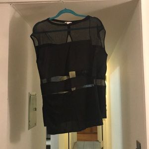 Helmut Lang black mesh panel tank